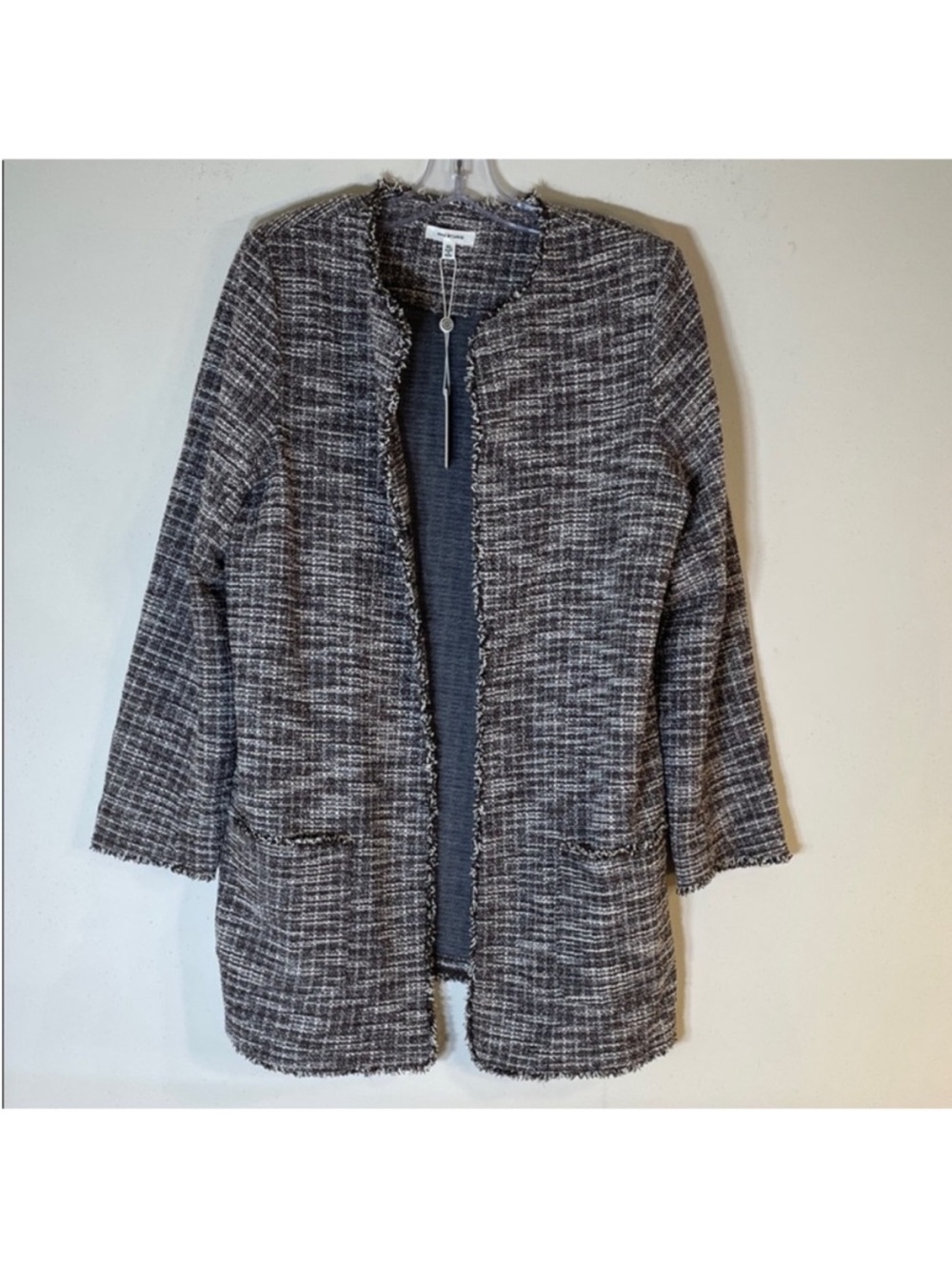 Max Studio Gray Tweed Open-Front Blazer Jacket
